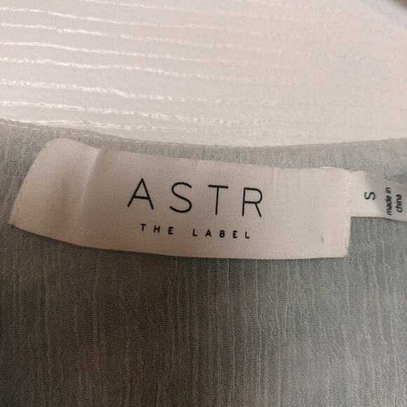 ASTR The Label Green White Faux‎ Wrap Flowy Balloon Sleeve Blouse Womens Size S - Picture 6 of 8